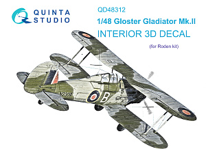 Gloster Gladiator MKII 3D-Printed & coloured Interior on decal paper (Roden)