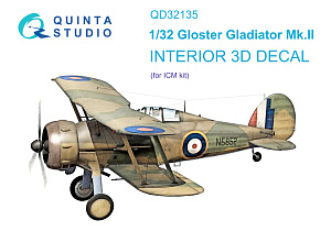 3D Декаль интерьера Gloster Gladiator Mk II (ICM)