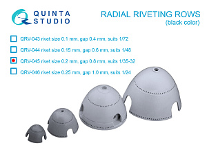 Radial riveting rows (rivet size 0.2 mm, gap 0.8 mm, suits 1/35-32), Black color