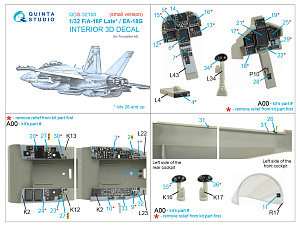 3D Декаль интерьера кабины F/A-18F late / EA-18G (Trumpeter) (малая версия)