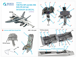 F/A-18F late / EA-18G 3D-Printed & coloured Interior on decal paper (Meng)