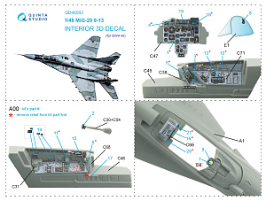 MiG-29 (9-13) 3D-Printed & coloured Interior on decal paper (GWH)