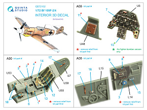BF 109F-2/4 3D-Printed & coloured Interior on decal paper (Eduard)
