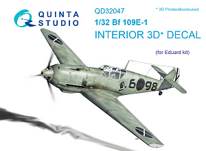 Bf 109E-1  3D-Printed & coloured Interior on decal paper (for Eduard kit)