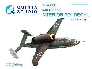  He-162 3D-Printed & coloured Interior on decal paper (for Tamiya  kit)