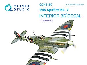 Spitfire Mk.V 3D-Printed & coloured Interior on decal paper (for Eduard  kit)