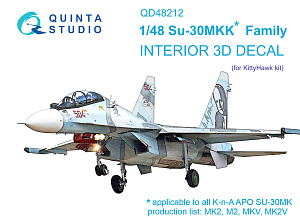 Su-30MKK 3D-Printed & coloured Interior on decal paper (KittyHawk)