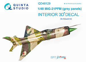 MiG-21PFM  (grey color panels) 3D-Printed & coloured Interior on decal paper (for Eduard  kit)