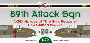 Decal 1/72 89th Attack Sq.A-20A Havocs of 'The Grim Reapers' Havocs, New Guinea 1942/43 (DK Decals)