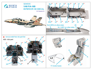 3D Декаль интерьера кабины F/A-18B (Hasegawa)