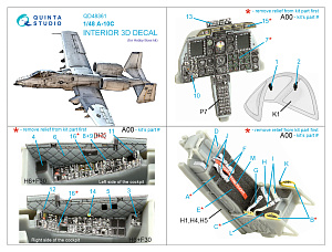 3D Декаль интерьера кабины A-10C (Hobby Boss)