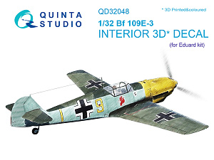 Bf 109E-3  3D-Printed & coloured Interior on decal paper (for Eduard kit)