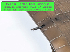 Aircraft detailing sets (brass) 1/32 PZL P.11c - details set - wz. 33 machine gun barrels, gunsight and Venturi Tube (designed to be used with IBG and Silver Wings kits) 