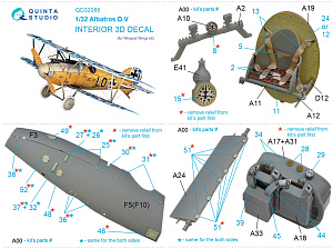 3D Декаль интерьера кабины Albatros D.V (Wingnut Wings)