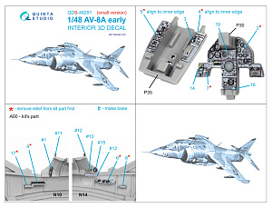 AV-8A Early 3D-Printed & coloured Interior on decal paper (Kinetic) (Small version)