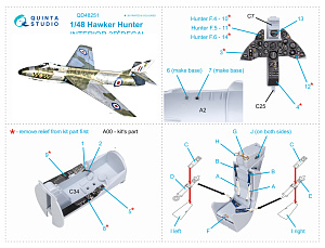 3D Декаль интерьера кабины Hawker Hunter (Airfix)