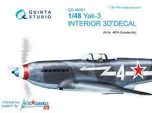 Yak-3 3D-Printed & coloured Interior on decal paper (for 4814 Zvezda kit)