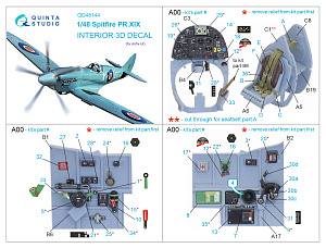 3D Декаль интерьера кабины Spitfire PR.XIX (Airfix)