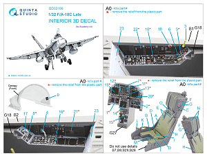 3D Декаль интерьера кабины F/A-18C Late (Academy)