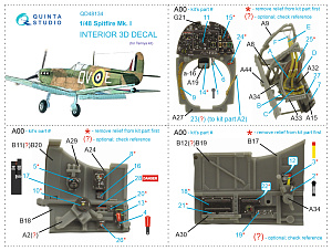 3D Декаль интерьера Spitfire Mk.I (Tamiya)